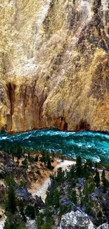 Stunning canyon with turquoise river and rugged cliffs.