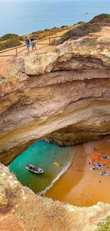 Beautiful coastal beach with cliffs and turquoise ocean.