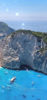 Breathtaking view of a coastal cliff with serene azure waters.