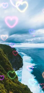 Stunning view of coastal cliff and ocean under a cloudy sky.