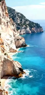 Majestic coastal cliffs with azure water.