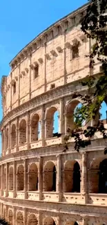 Colosseum in Rome against blue sky