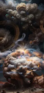 Celestial fantasy cloudscape with cosmic swirls.