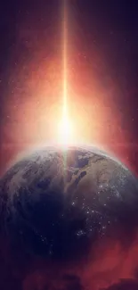 Stunning cosmic wallpaper with Earth and sunrise.
