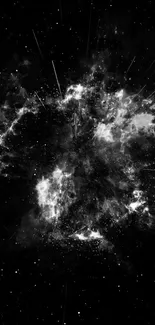 Black and white cosmic explosion wallpaper.