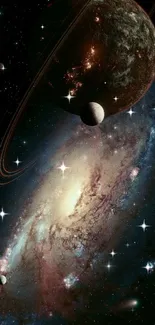 Beautiful galaxy and planets in space wallpaper.