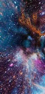 Vibrant cosmic galaxy wallpaper with stars and nebula.