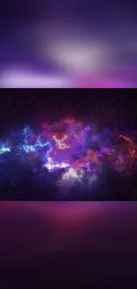 Colorful cosmic galaxy wallpaper with vibrant purples and blues.