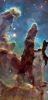 Eagle Nebula pillars, cosmic space scene.