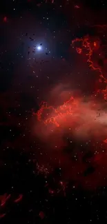 Dark red cosmic nebula mobile wallpaper.