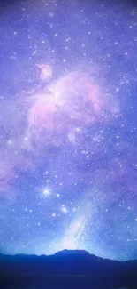 Celestial night sky wallpaper with stars and nebula.