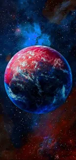 Colorful planet with galaxy background mobile wallpaper.