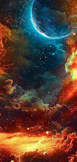 Cosmic sky wallpaper with vibrant colors and celestial elements.