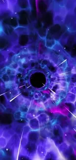 Mesmerizing cosmic vortex wallpaper with purple and blue hues.