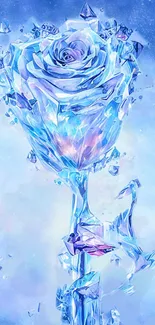 Crystal rose artwork with stunning blue hues.