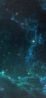 Dark teal deep space wallpaper with stars and nebula.