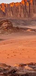 Stunning desert landscape with cliffs and orange hues suitable for mobile wallpaper.