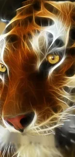 Glowing digital art of a tiger with captivating abstract details.