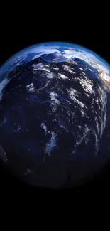 Stunning view of Earth from space with deep blues and swirling white clouds.