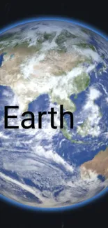 Detailed view of Earth with continents visible against a dark background.