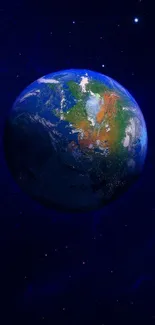 Stunning Earth from space on a dark blue background wallpaper.