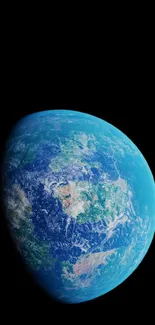 Earth with vibrant blues and greens against a black space background.