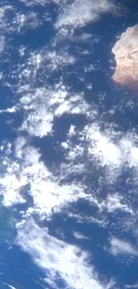 Satellite view of Earth with clouds and ocean, perfect for mobile wallpaper.