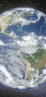 Stunning view of Earth from space, showcasing continents and oceans.