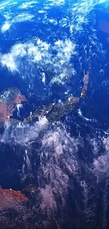 Stunning view of Earth from space with clouds and continents.