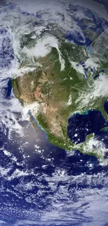 A stunning view of Earth from space featuring North America.