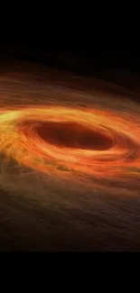 Fiery orange vortex in space, cosmic wallpaper for mobile.