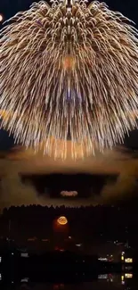 Vibrant fireworks lighting up the night sky.
