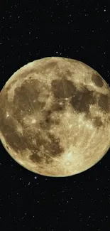 High-resolution full moon against a starry night sky.