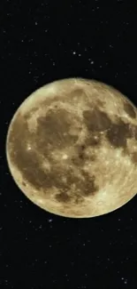 Realistic full moon against a starry night sky.
