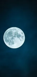 Full moon against a navy blue night sky.