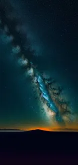 Galactic night sky with Milky Way and stars wallpaper.