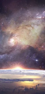 Stunning galaxy and planetary view wallpaper, perfect for cosmic enthusiasts.