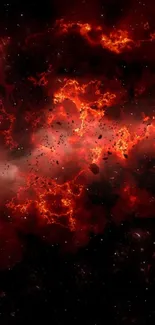 Fiery red galaxy wallpaper with cosmic vibes.