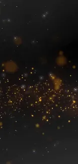 Galaxy light wallpaper with gold sparkles on a black background.