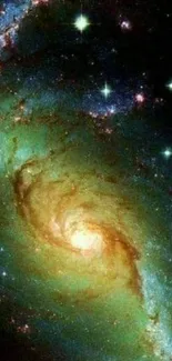 Galaxy and stars mobile wallpaper showcasing cosmic beauty and swirling formations.