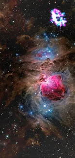 Orion Nebula with vibrant colors and sparkling stars, perfect for mobile wallpaper.