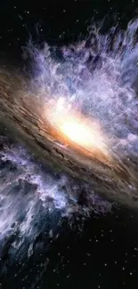 Stunning galaxy with cosmic colors and swirling stars on mobile wallpaper.