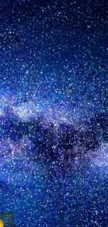 Vibrant galaxy wallpaper with blue stars and cosmic clouds.