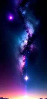 Galaxy night sky wallpaper with stars and Milky Way in vibrant colors.