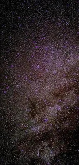 Dark cosmic scene with purple stars and a galaxy night sky view.