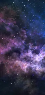 Dark purple galaxy wallpaper with stars.