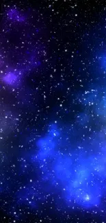 Vibrant blue galaxy wallpaper with sparkling stars.