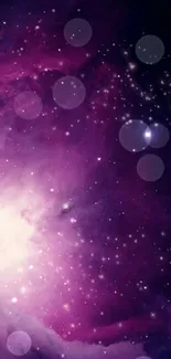 Purple galaxy wallpaper with stars and nebula.