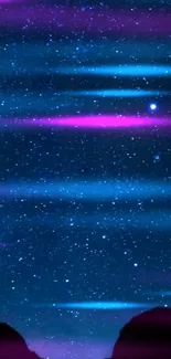 Blue and pink galaxy-themed mobile wallpaper with stars.