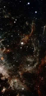 Galaxy wallpaper showcasing stars and cosmic clouds in deep space.